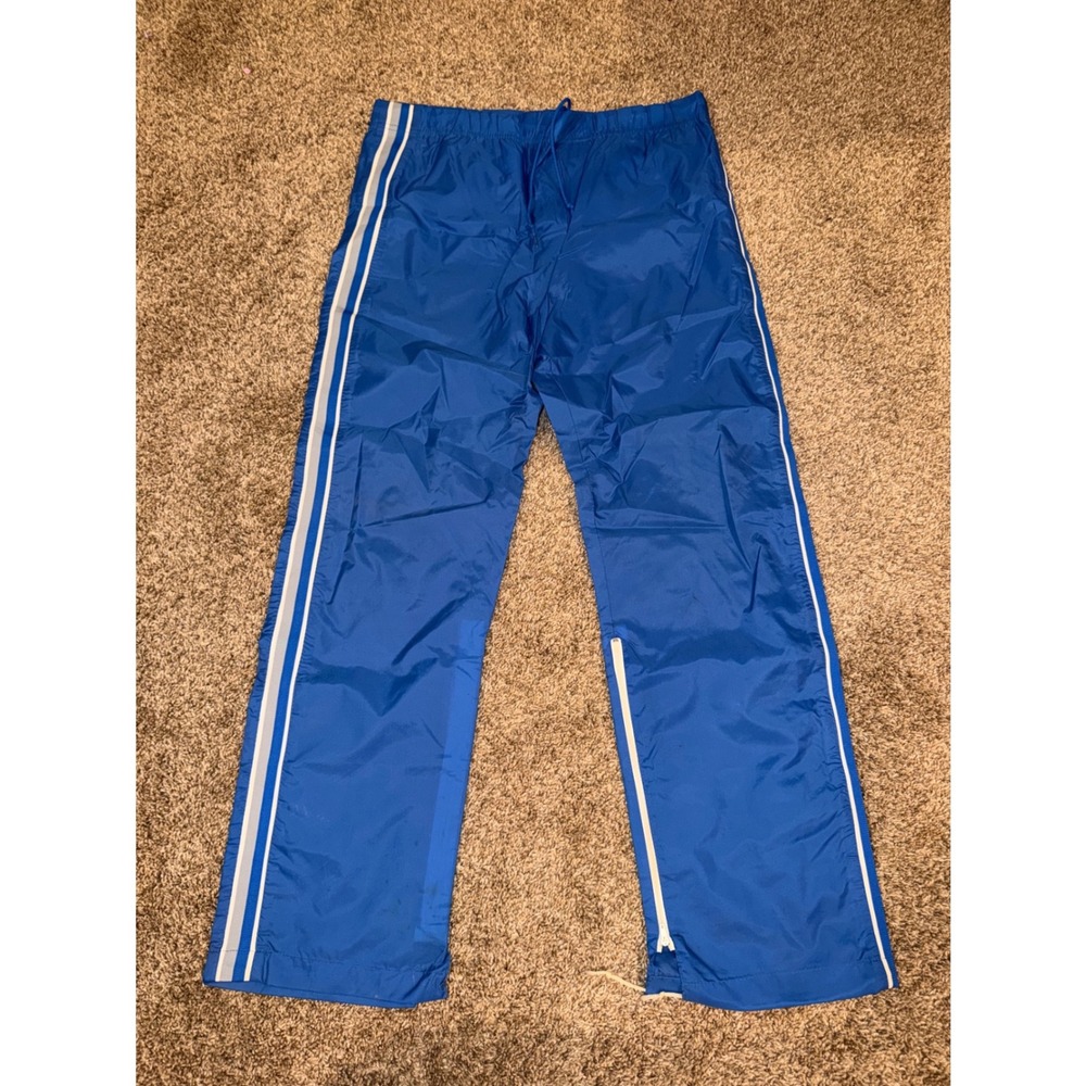 MacGregor Mens Blue Striped Nylon Track Pants Windbreaker Joggers Size Medium